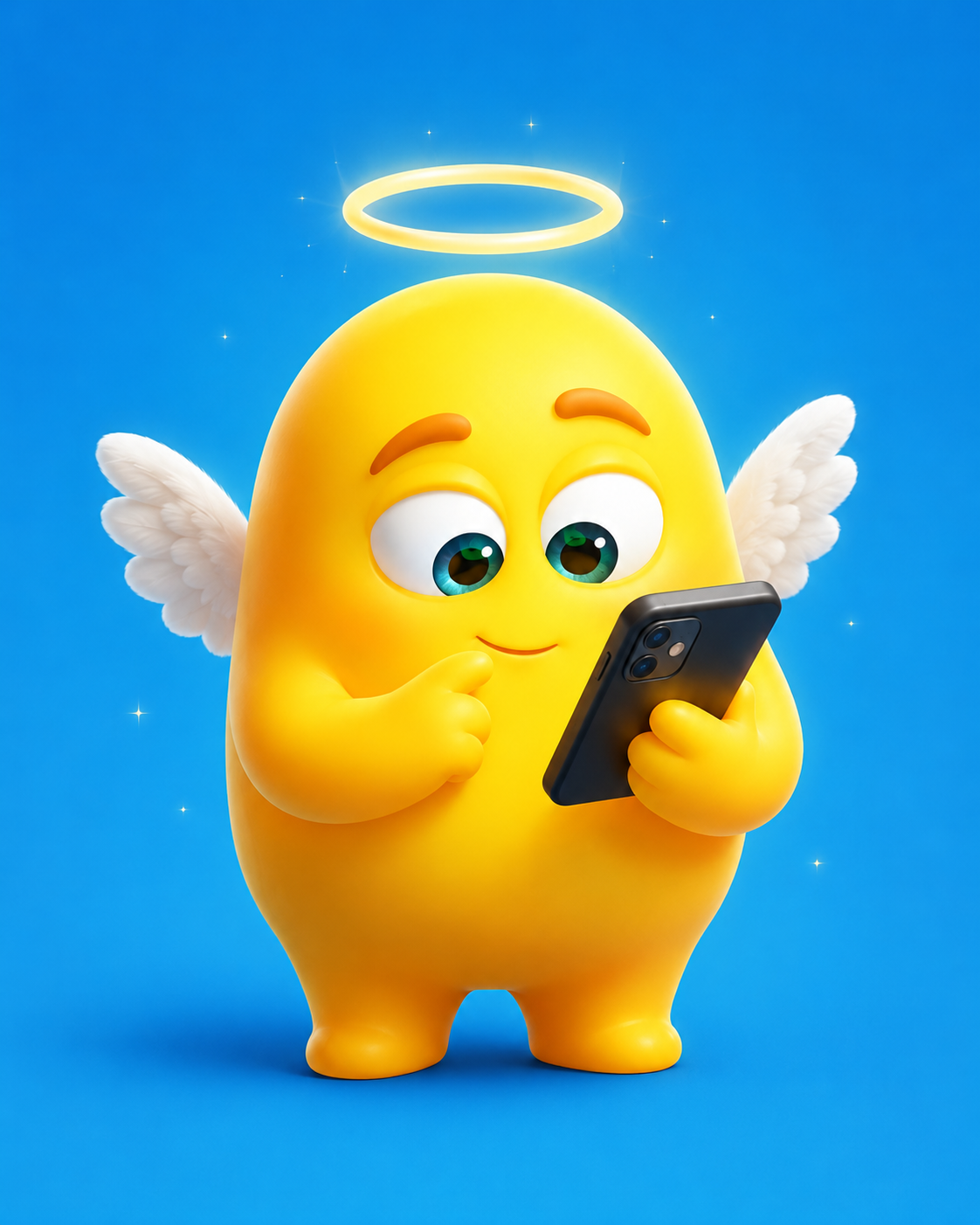 Angelito revisando el teléfono